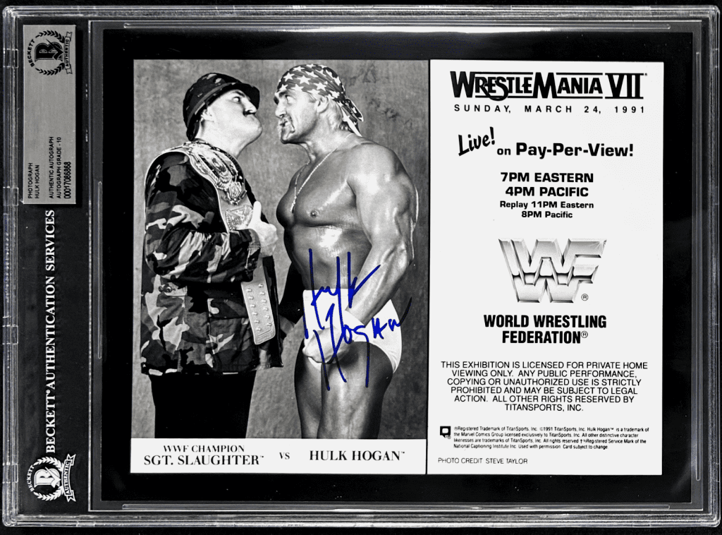 Hulk Hogan Signed Slabbed WWF WM VII Promo 8x10 Photo Beckett Auto