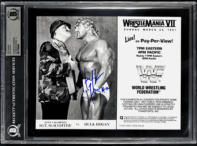 Hulk Hogan Signed Slabbed WWF WM VII Promo 8x10 Photo Beckett Auto 10 17086868