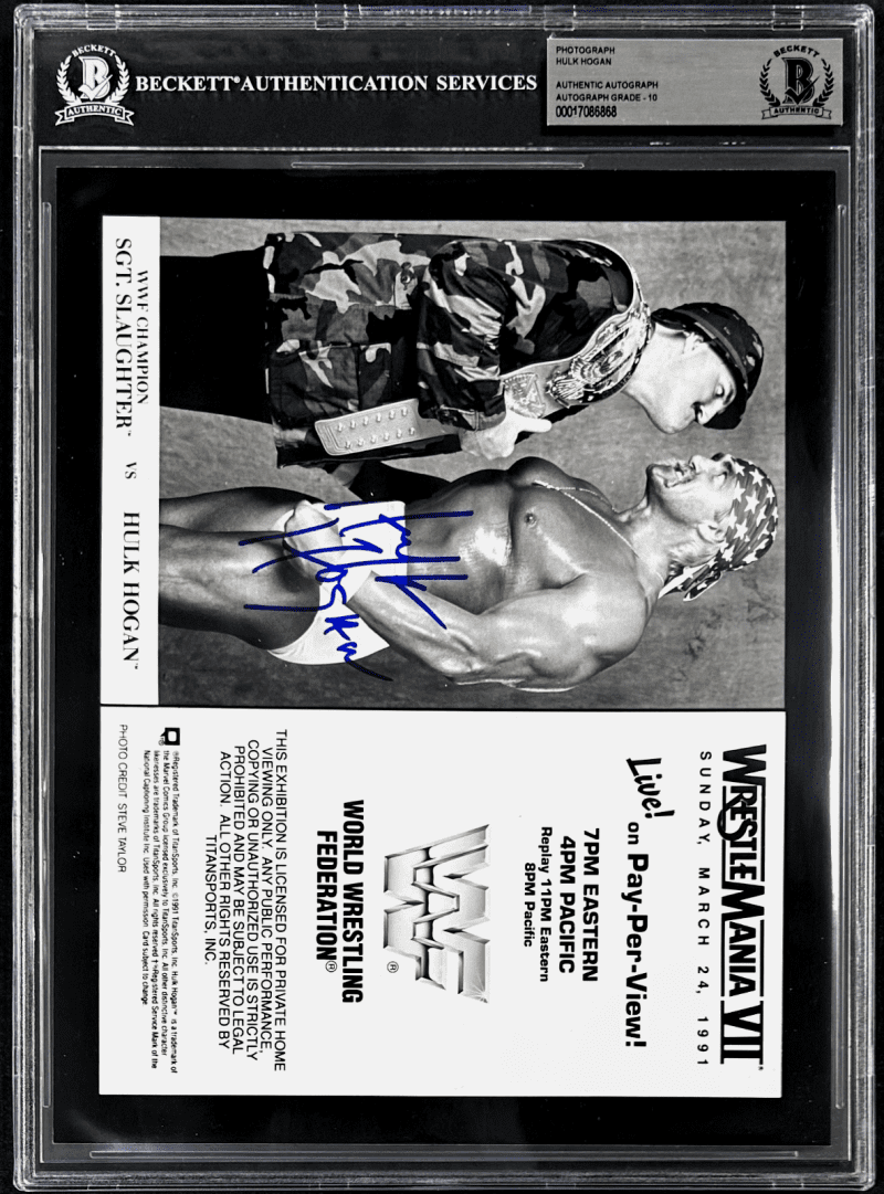 Hulk Hogan Signed Slabbed WWF WM VII Promo 8x10 Photo Beckett Auto 10 17086868 - Image 2