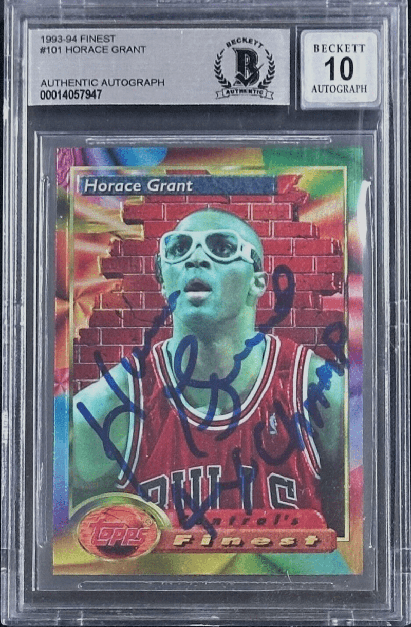 Horace Grant Signed Autographed 1993-94 Topps Finest Card #101 Beckett Auto 10