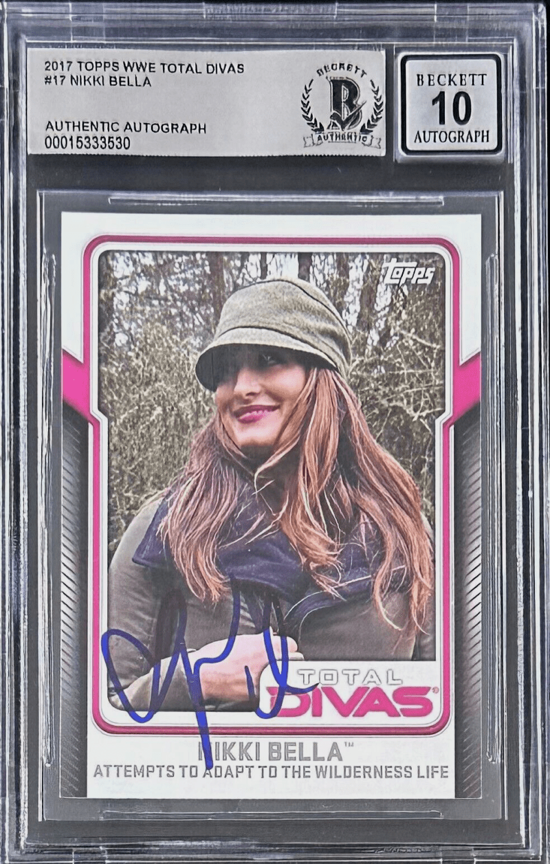Nikkie Bella Signed 2017 Topps WWE Total Divas Card #17 Beckett Auto 10