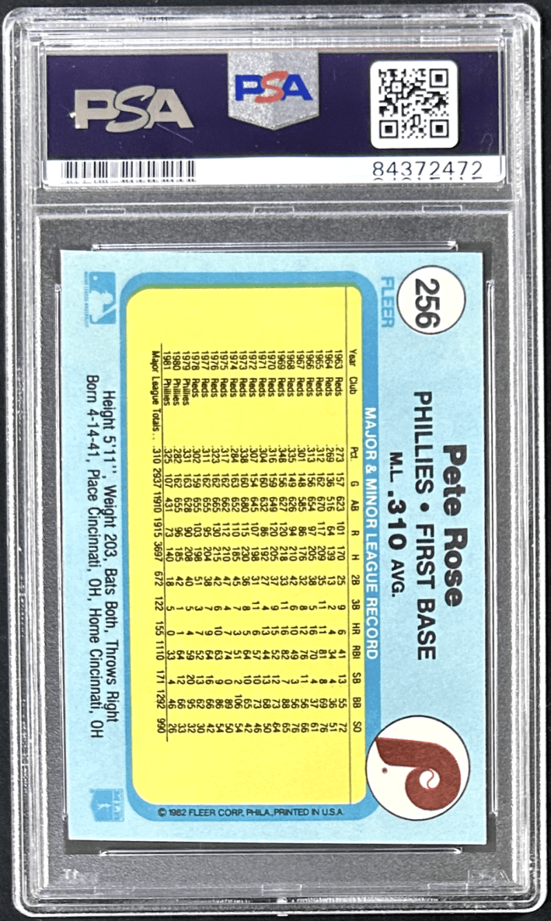 Pete Rose Signed 1982 Fleer #256 PSA DNA Auto Philadelphia Phillies - Image 2