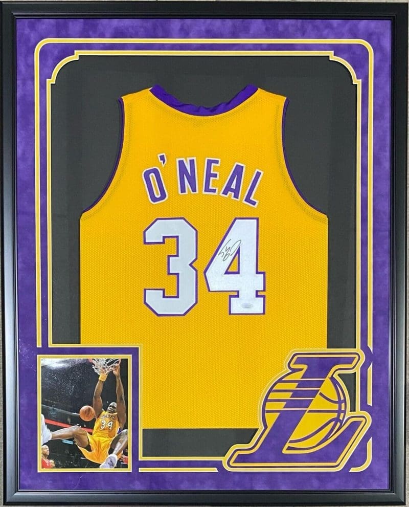 Shaquille "Shaq" O'Neal Signed Framed Yellow Jersey JSA Authentic Suede