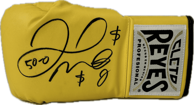 Floyd Mayweather Jr Signed Yellow Cleto Reyes Boxing Glove JSA Left w/50-0 $