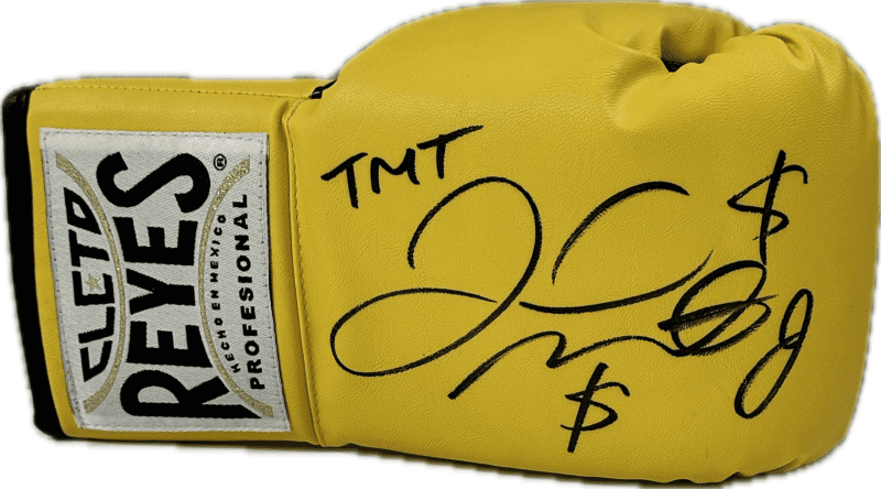 Floyd Mayweather Jr Signed Yellow Cleto Reyes Boxing Glove Right w/TMT & $