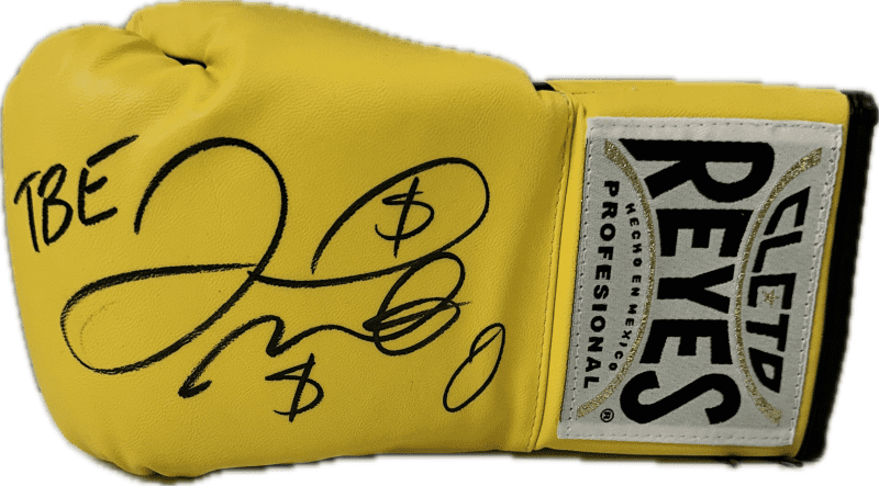 Floyd Mayweather Jr Signed Yellow Cleto Reyes Boxing Glove Left w/TBE & $