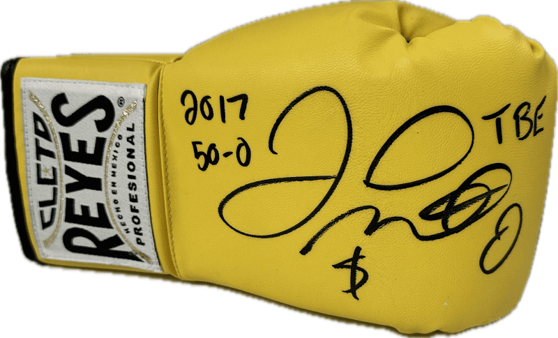 Floyd Mayweather Jr Signed Yellow Cleto Reyes Boxing Glove Right w/50-0 TBE $