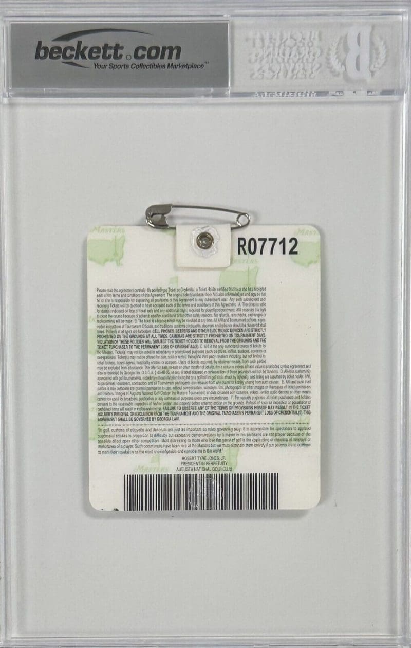 Phil Mickelson 2010 Masters Badge 3rd Masters Win Beckett 5 EX 15976620 - Image 2