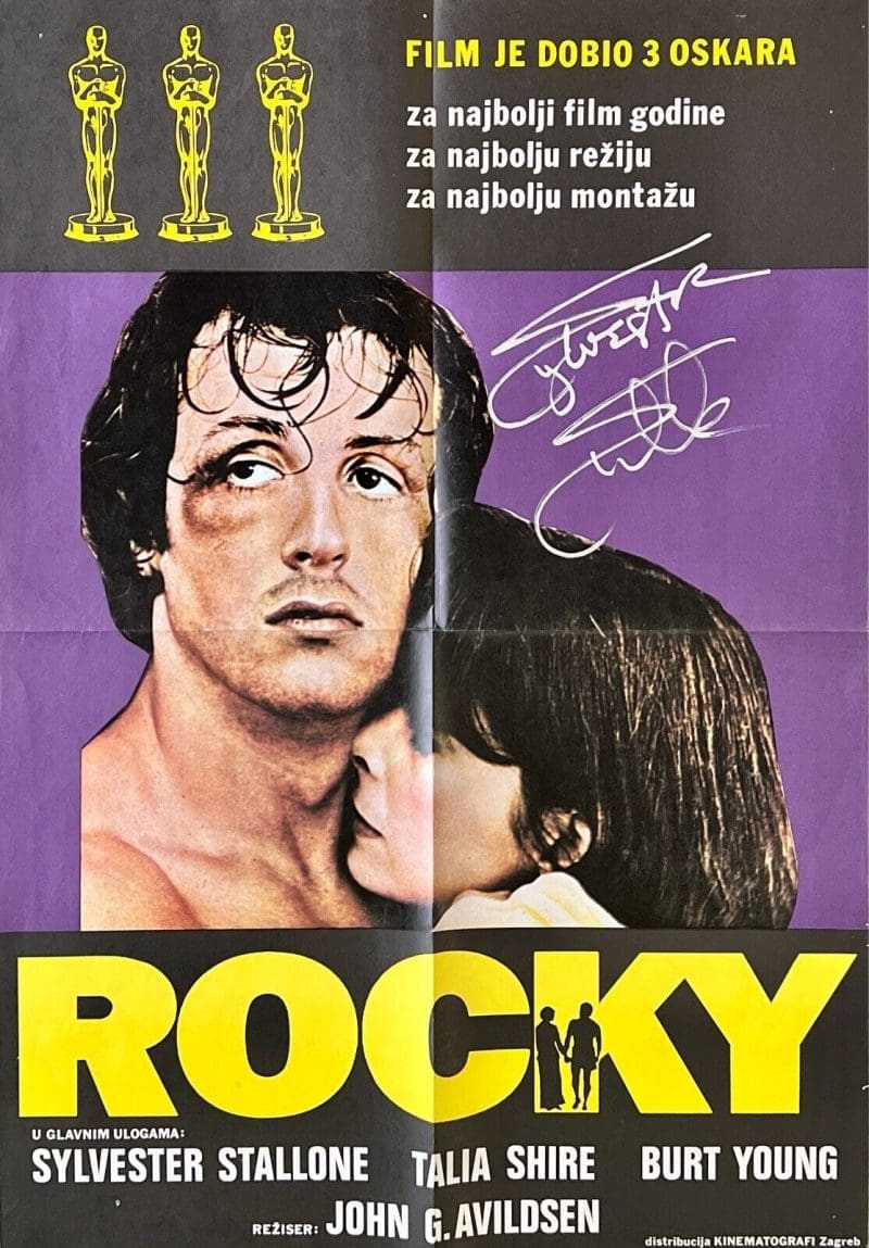 Sylvester Stallone Signed Rocky Original Croatian Movie 19x27 Poster BAS AC29817
