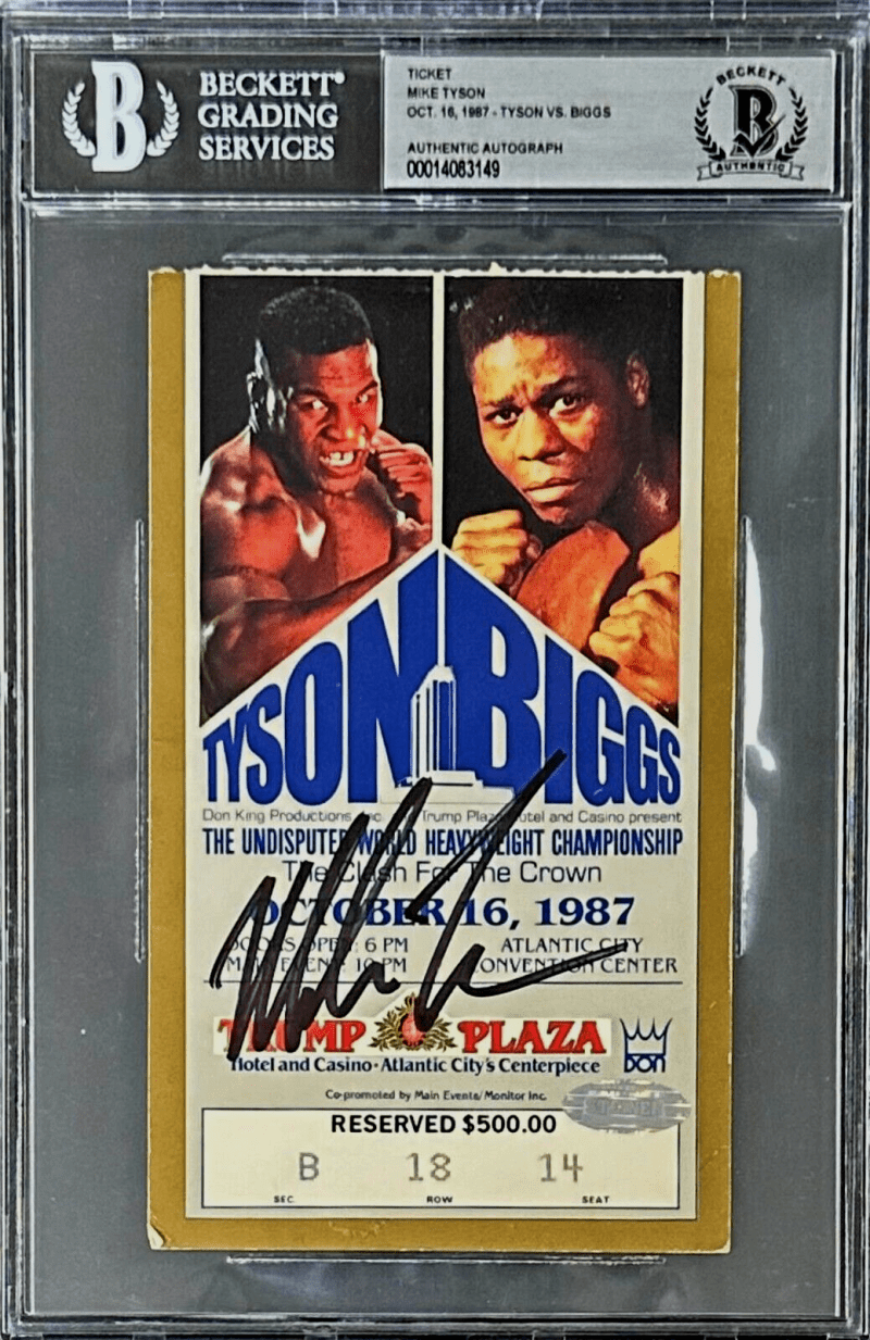 Mike Tyson vs Tyrell Briggs Signed Ticket Stub Beckett 7 Round TKO Trump Plaza