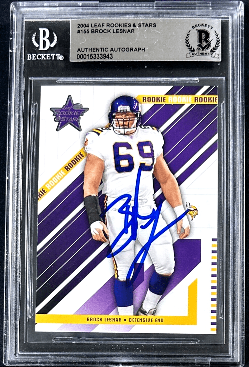 Brock Lesnar Signed 2004 Leaf Rookies & Stars Card #155 Beckett 15333943