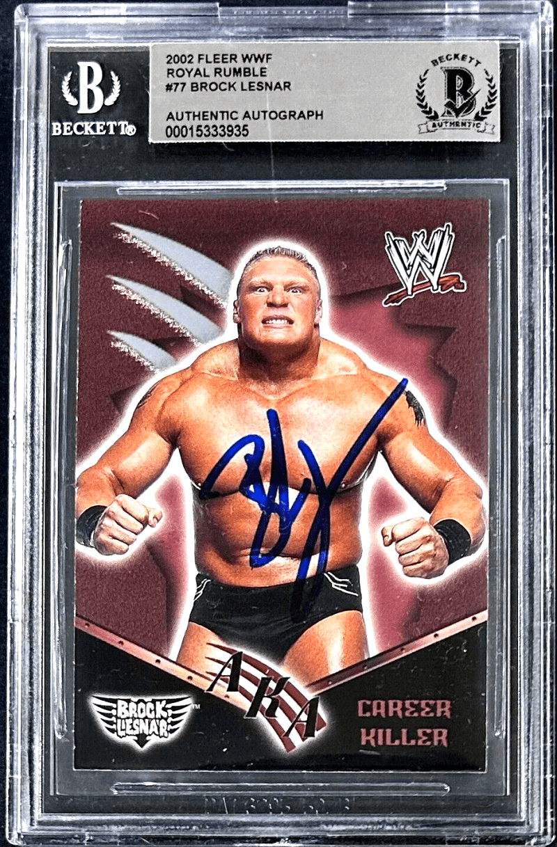 Brock Lesnar Signed 2002 Fleer WWF Royal Rumble Card #77 Beckett 15333935