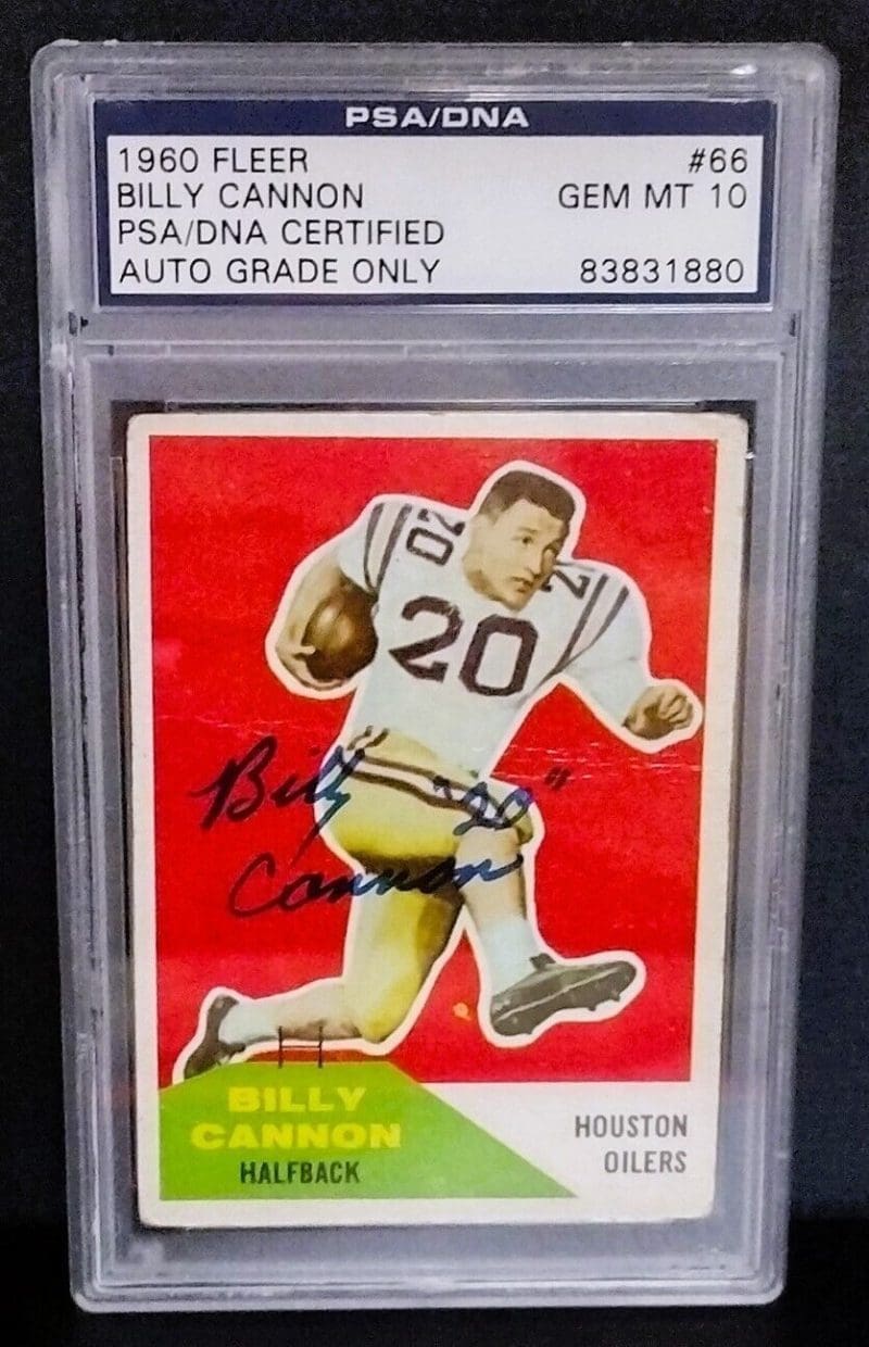 Billy Cannon Autographed 1960 Fleer Card #66 PSA/DNA Auto 10