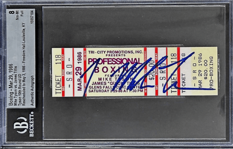 Mike Tyson vs James Tillis Signed Full Ticket Beckett 10th Round UD