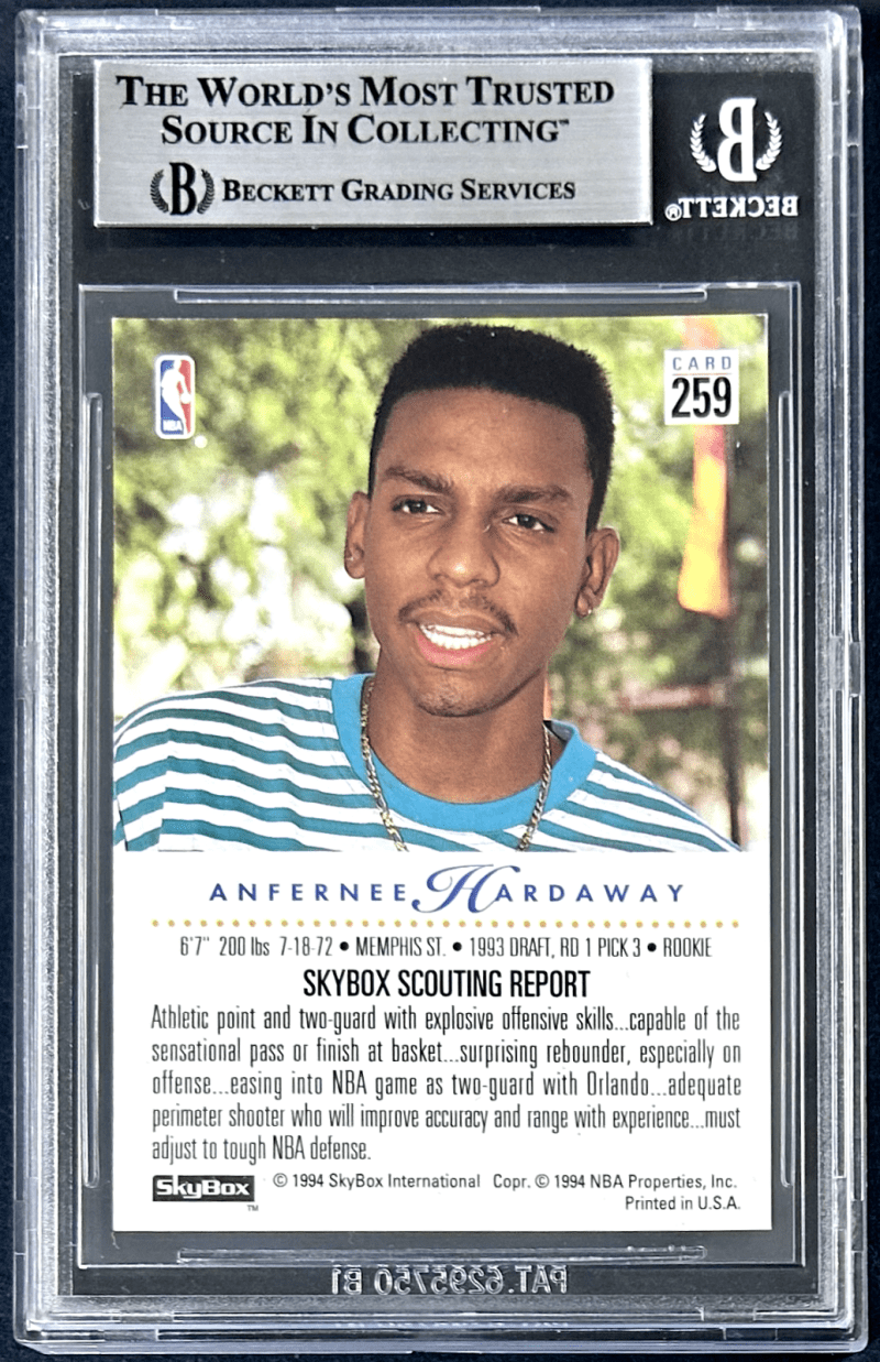 Anfernee Penny Hardaway 1993-94 Skybox Slabbed Signed Card #259 Beckett - Image 2