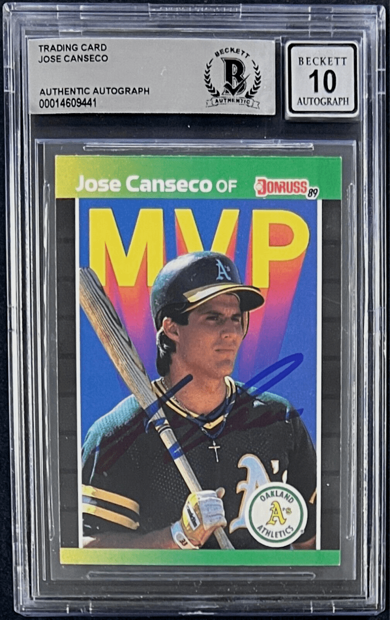Jose Canseco Signed 1989 Donruss MVP #BC-5 BAS Beckett Auto 10 Oakland A's