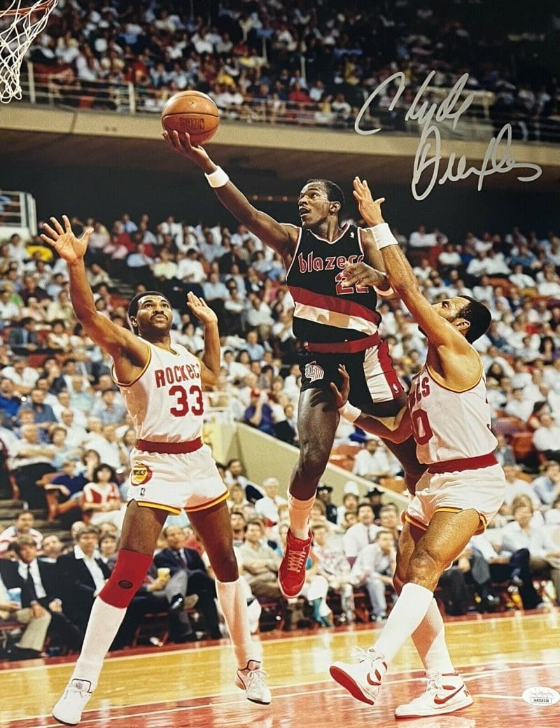 Clyde Drexler Signed Autographed 16x20 Photo JSA Authen Portland Trail Blazers 9