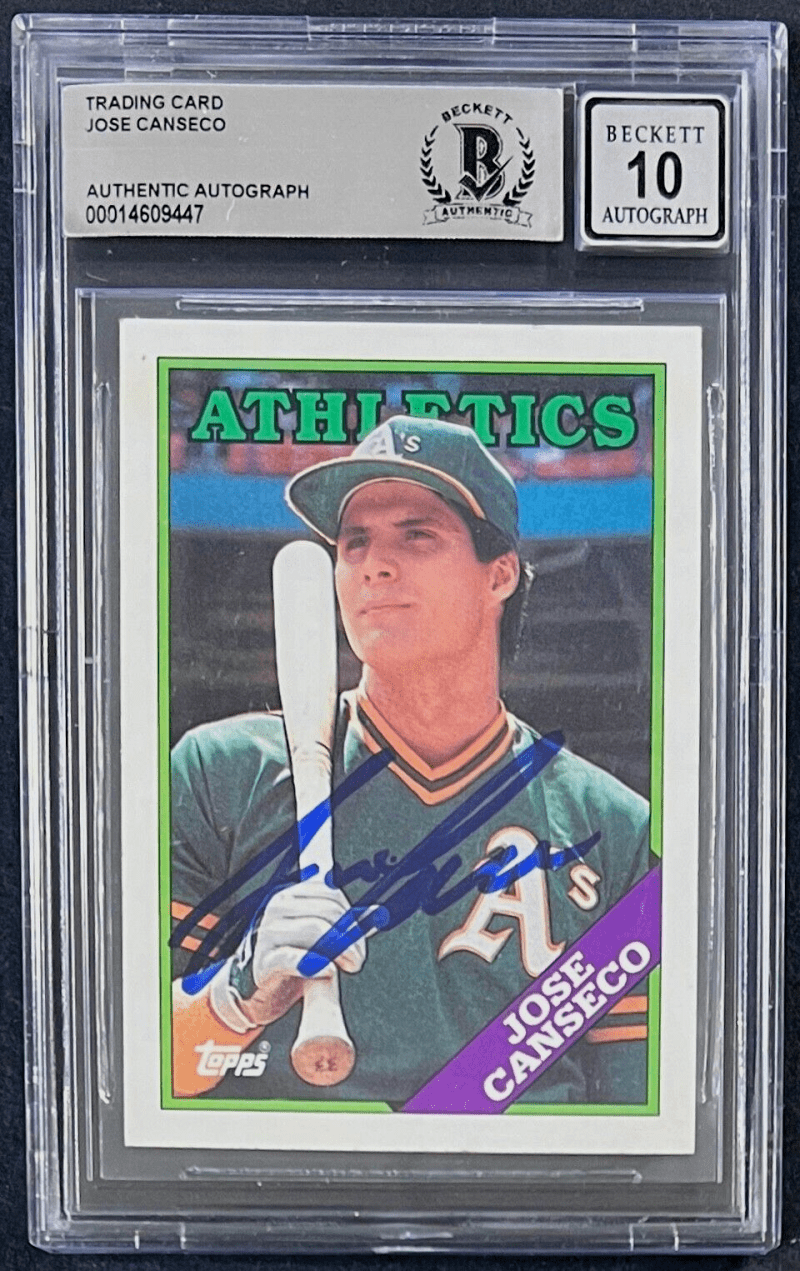 Jose Canseco Signed 1988 Topps Card #370 Beckett Auto10 Oakland A's