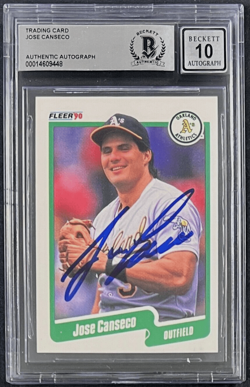 Jose Canseco Signed 1990 Topps Card #3 Beckett Auto10 Oakland A's