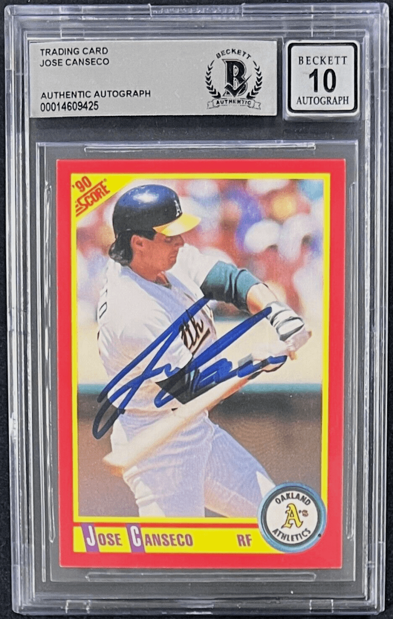 Jose Canseco Signed 1990 Score Card #375 Beckett Auto 10 Oakland A's