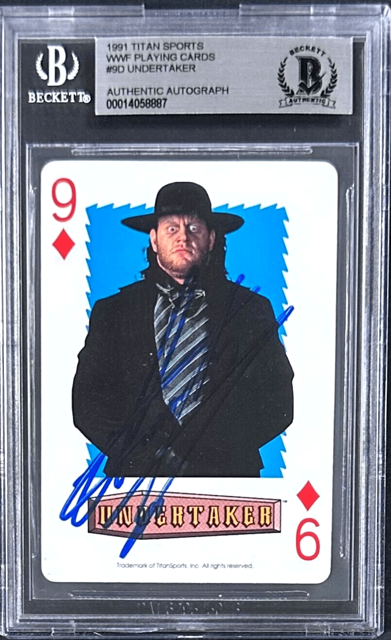 Undertaker Signed 1991 Titan Sports WWF Playing Card #9D Beckett Authen 14058887