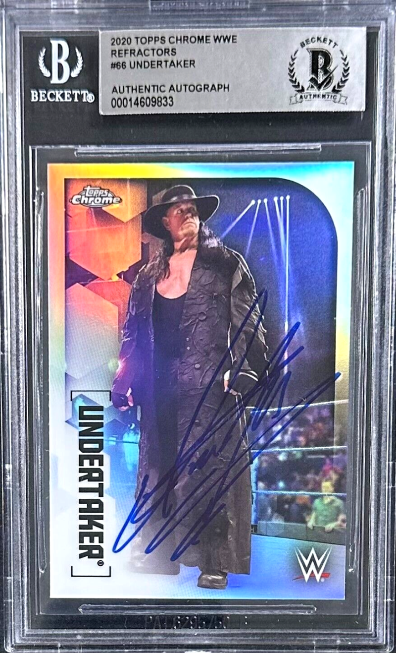 Undertaker Signed 2020 Topps Chrome WWE Card Refractor #66 Beckett Auth 14609833