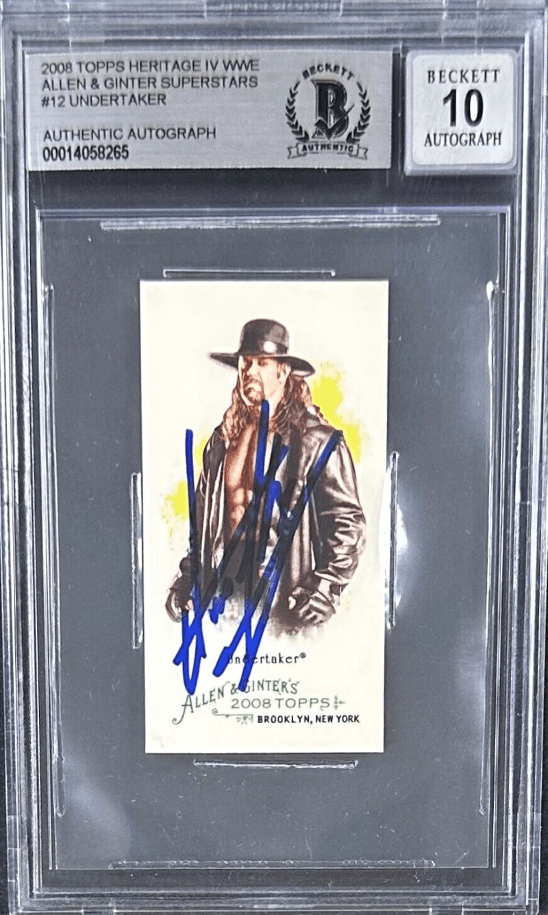 Undertaker Signed 2008 Topps Allen & Ginter WWE Mini Card #13 Beckett 14058265