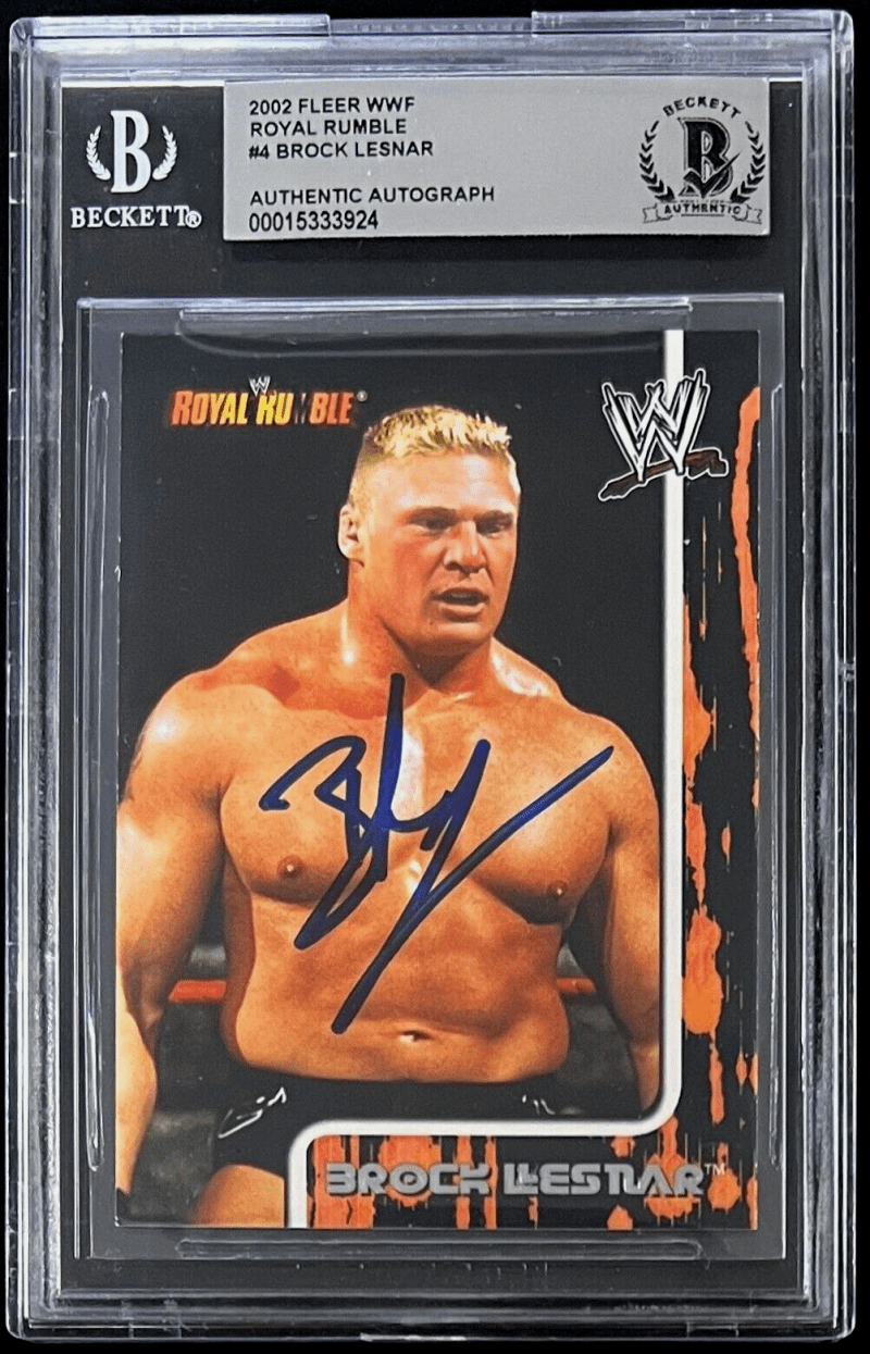 Brock Lesnar Signed 2002 Fleer WWF Royal Rumble #4 15333924