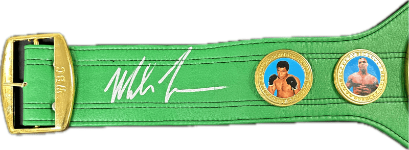 Mike Tyson & Evander Holyfield  Signed Autographed Green Belt JSA Authenticated - Image 2