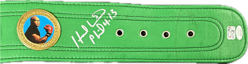 Mike Tyson & Evander Holyfield  Signed Autographed Green Belt JSA Authenticated - Image 3