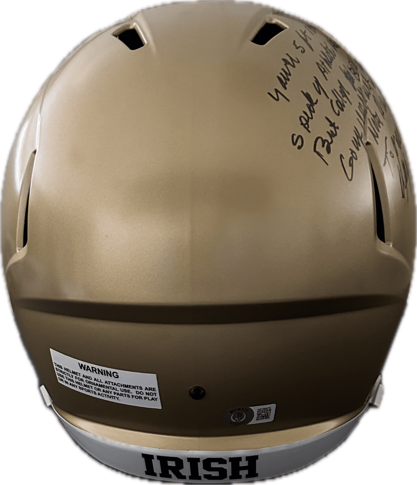 Rudy Ruettiger Signed Notre Dame Full Size Speed Helmet Beckett W Quote Black - Image 3