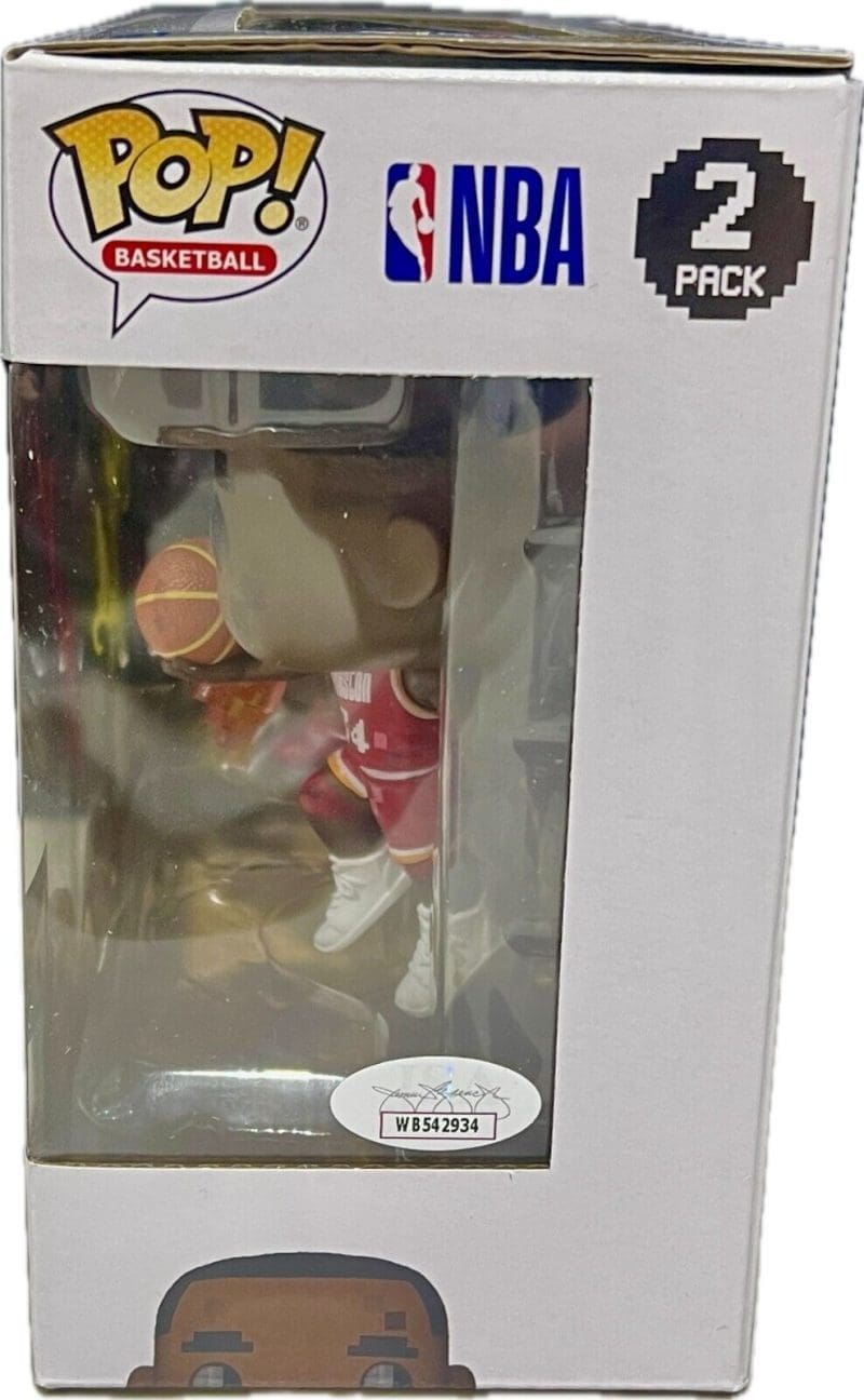 Clyde Drexler  Hakeem Olajuwon Signed Autographed Funko POP 2 JSA RED/Yellow - Image 2