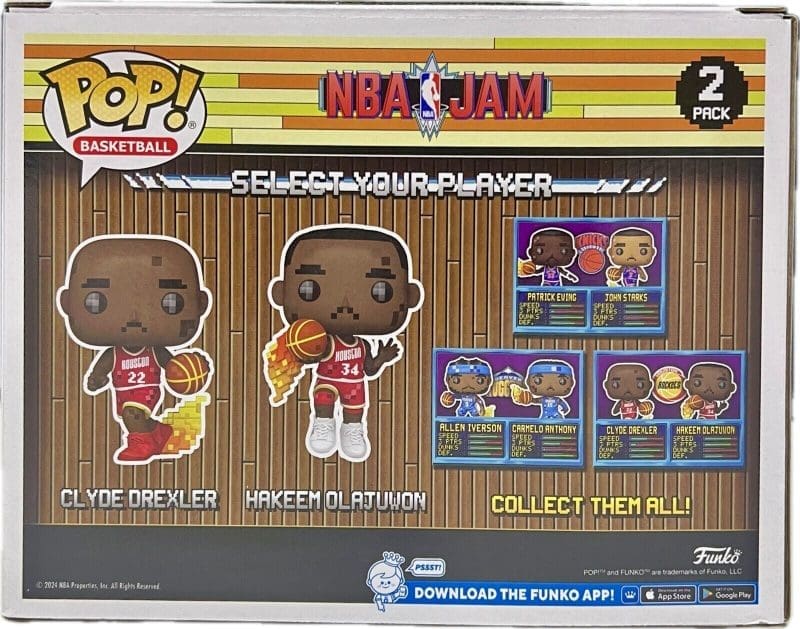 Clyde Drexler  Hakeem Olajuwon Signed Autographed Funko POP 2 JSA RED/Yellow - Image 3