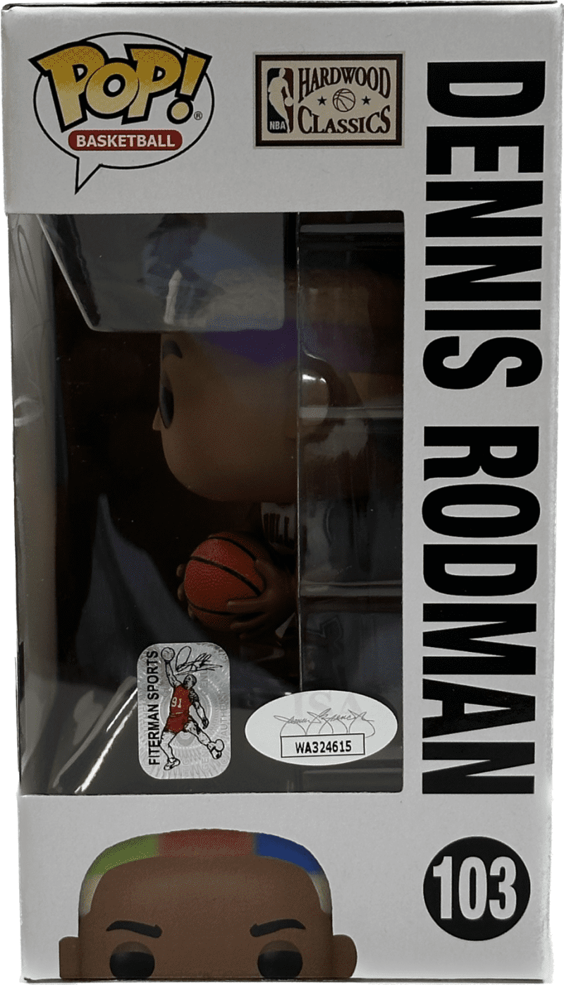 Dennis Rodman Signed Funko POP Figure JSA & Rodman Exclusive Hologram Authen Whi - Image 2