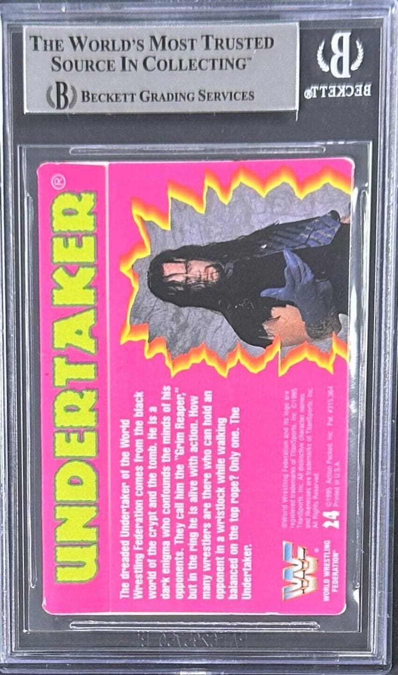 Undertaker Signed 1995 Action Packed WWF Playing Card #24 Beckett Auth 14058830 - Image 2