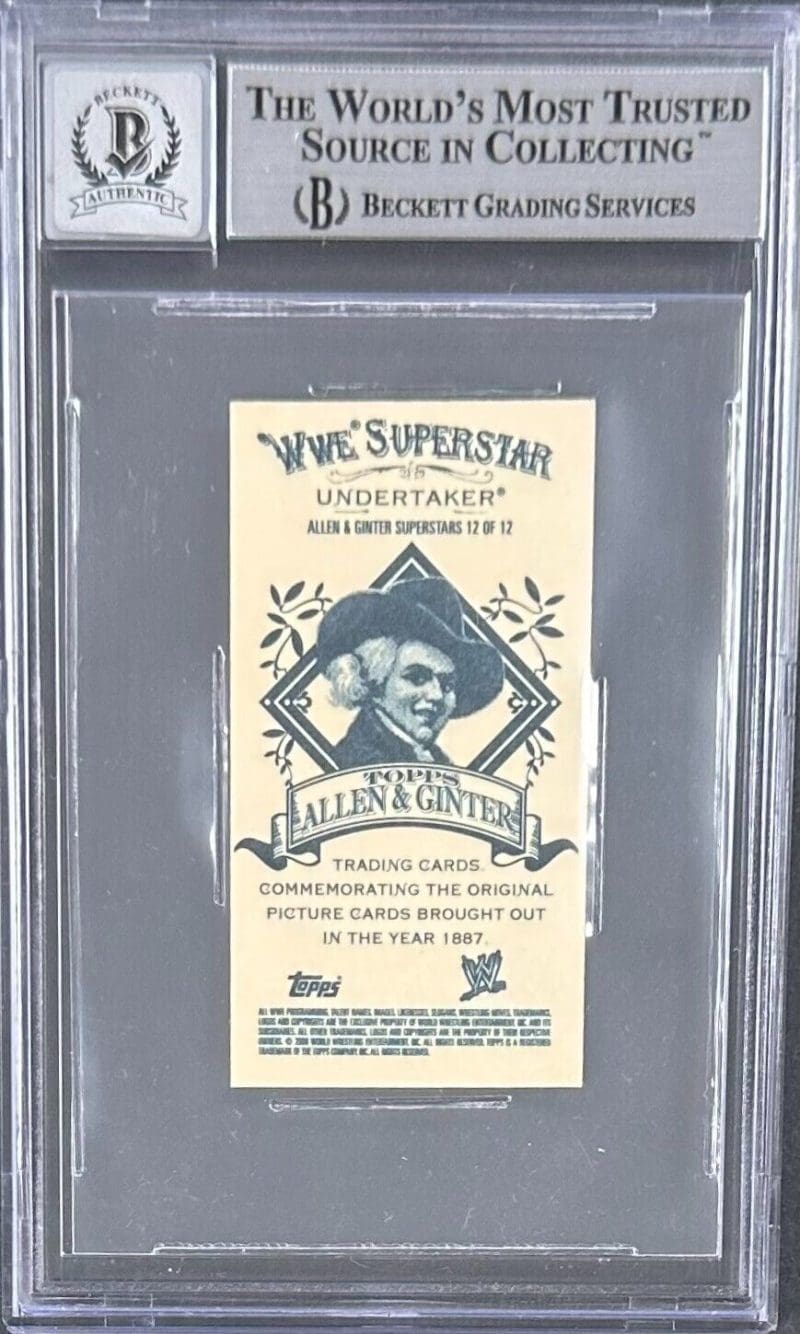 Undertaker Signed 2008 Topps Allen & Ginter WWE Mini Card #13 Beckett 14058265 - Image 2