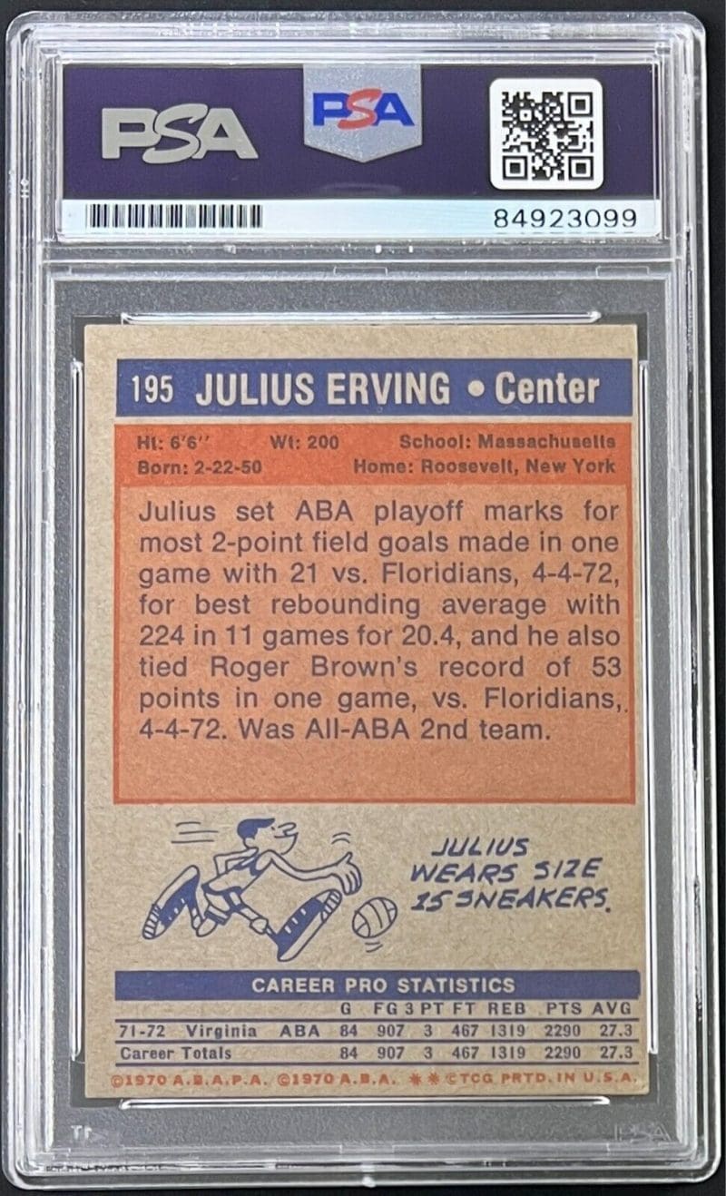 Julius "Dr. J" Erving Signed 1970 Topps Card #195 PSA/DNA Auto 10 84923099 - Image 2