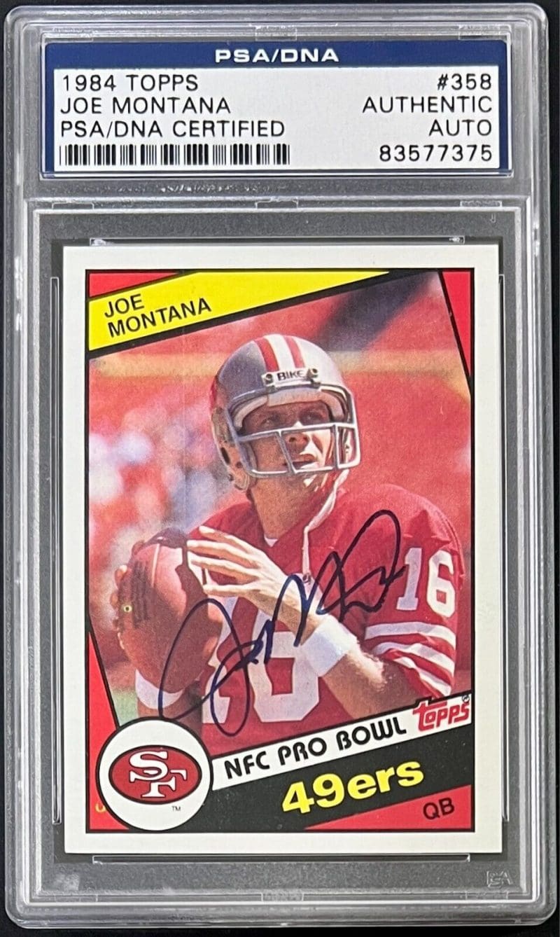 Joe Montana Signed 1984 Topps Card #358 PSA/DNA 83577375