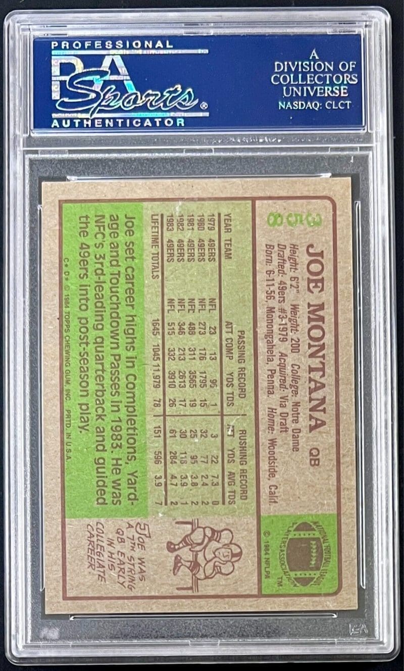Joe Montana Signed 1984 Topps Card #358 PSA/DNA 83577375 - Image 2