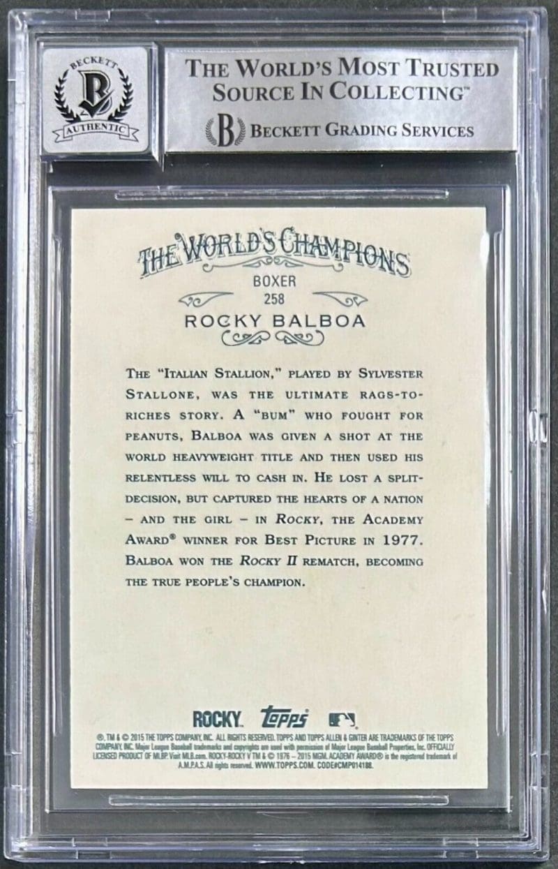 Sylvester Stallone Signed 2015 Topps Allen & Ginter Card BAS 16617345 Auto 10 - Image 2