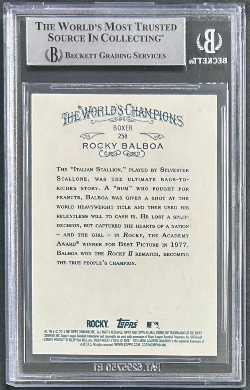 Sylvester Stallone Signed 2015 Topps Allen & Ginter Card Beckett 16624972 - Image 2