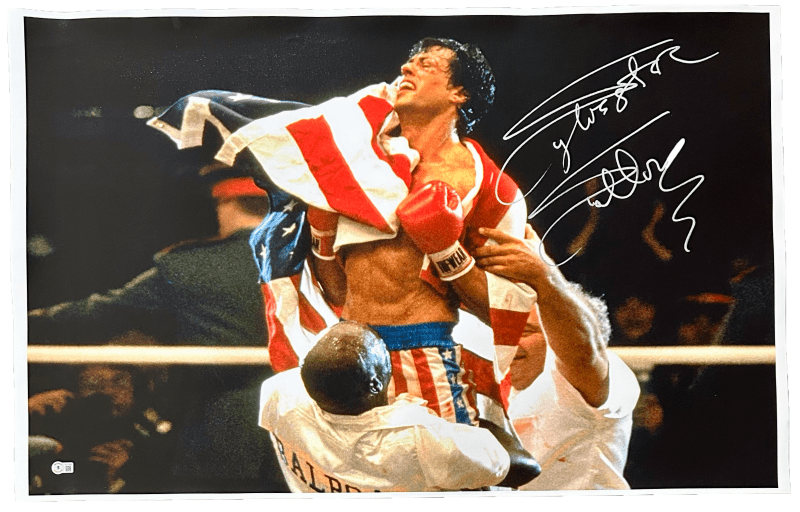 Sylvester Stallone Signed Rocky IV Unstretched Canvas 24x36 Beckett Authen