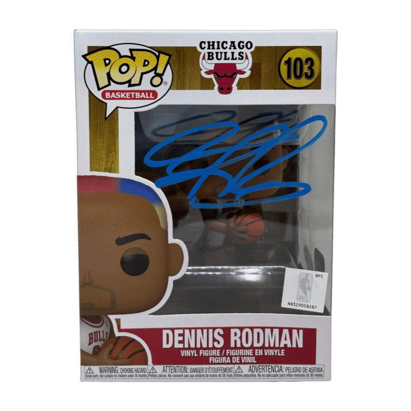Dennis Rodman Signed Funko POP Figure JSA & Rodman Exclusive Hologram Authen Blu