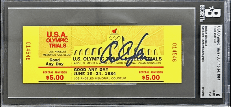 Carl Lewis Signed 1984 US Olympic Trials Jun. 16-24 Beckett Ticket Stub Beckett