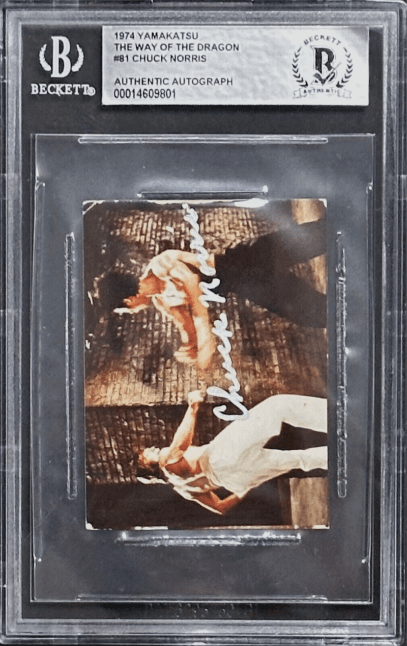 Chuck Norris Signed 1974 Yamakatsu Way of The Dragon Card 81 Beckett 14609801