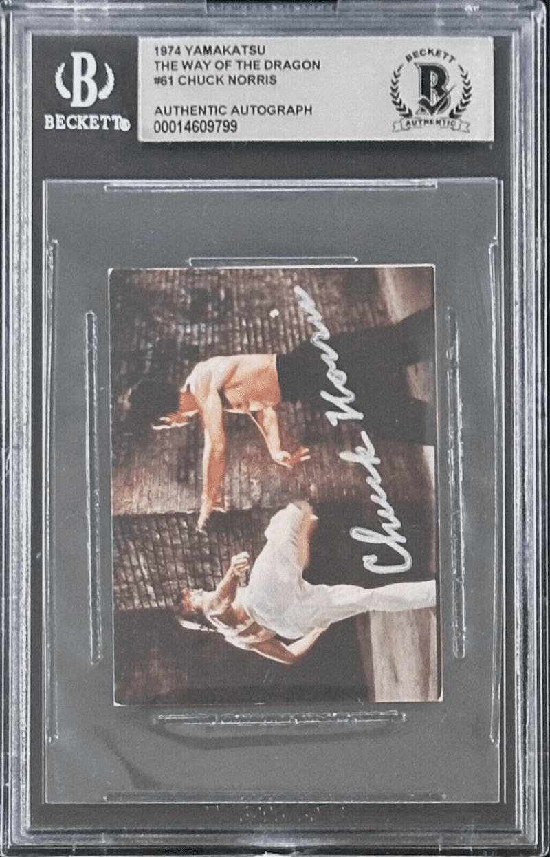 Chuck Norris Signed 1974 Yamakatsu Way of The Dragon #61 Auto Beckett 14609799