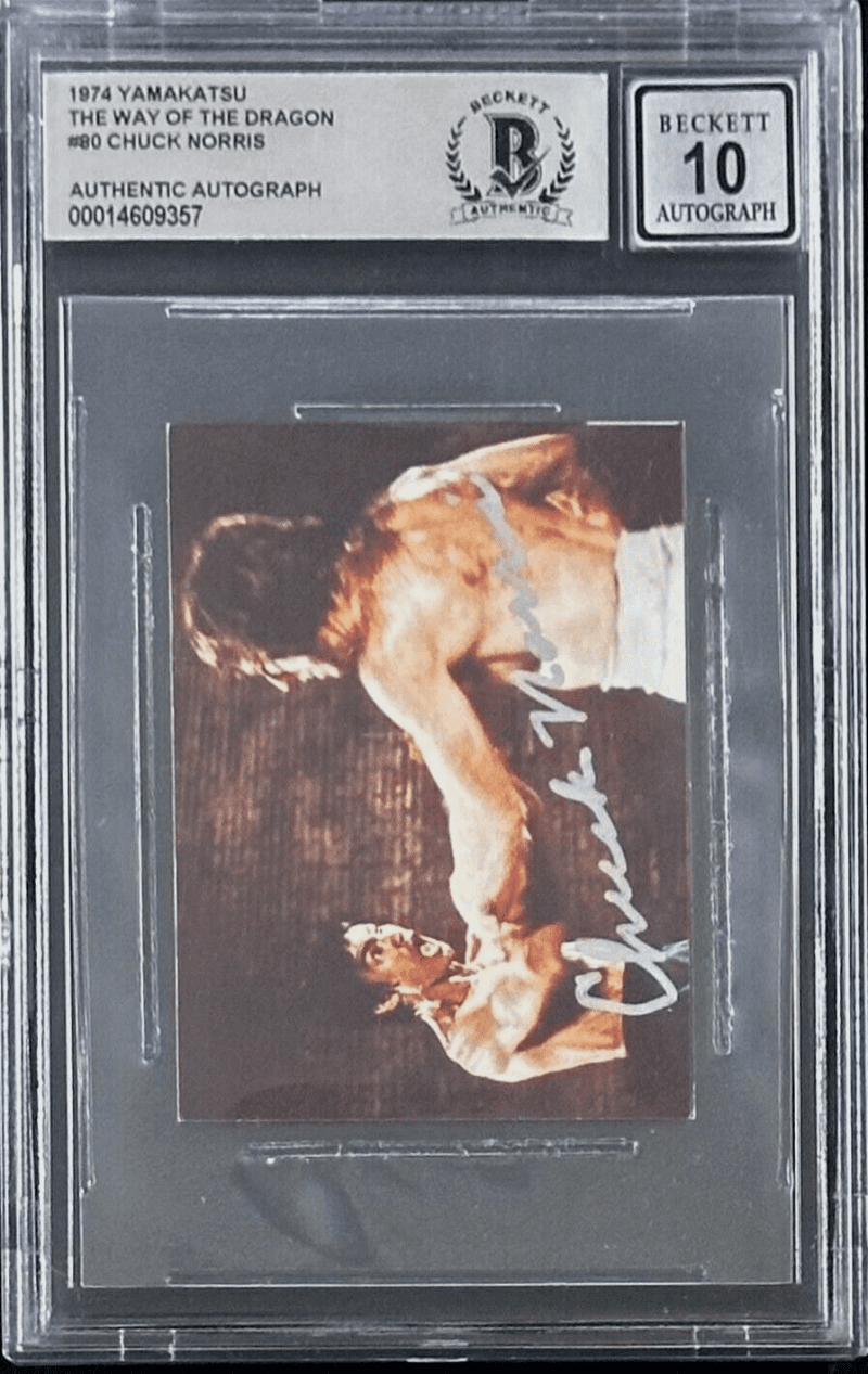 Chuck Norris Signed 1974 Yamakatsu Way of The Dragon Card 80 BAS 14609357 Auto10