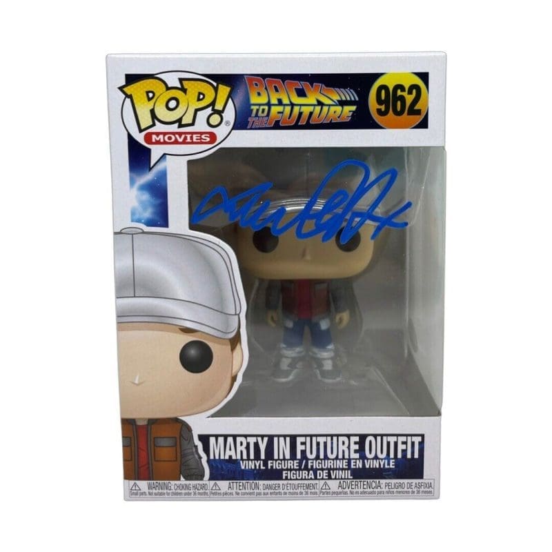 Michael J Fox Marty McFly Signed Back to The Future POP JSA Future Outfit Blue