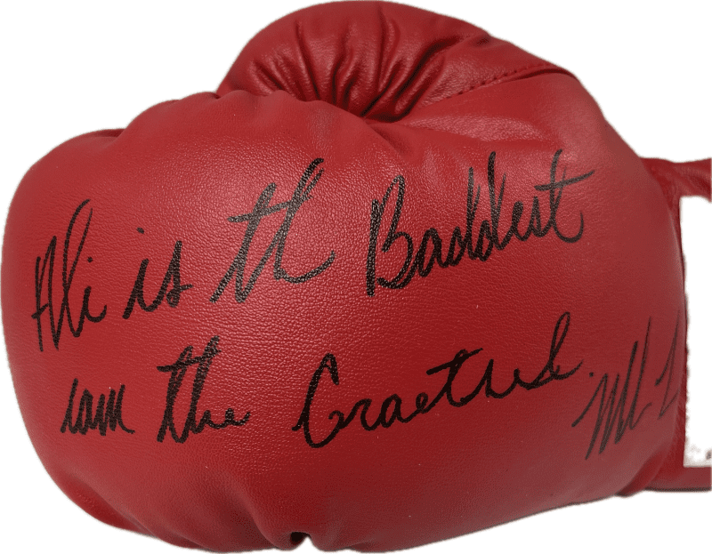 Mike Tyson Signed Left Red Leather Boxing Glove JSA and Mike Tyson Hologram Ali - Image 2