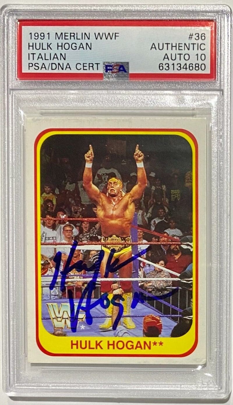 Hulk Hogan 1991 Merlin  WWF Card #36 PSA DNA Cert Authentic Auto 10